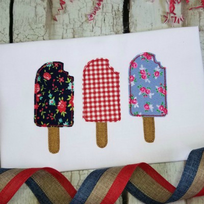 popsicle trio applique triple stitch